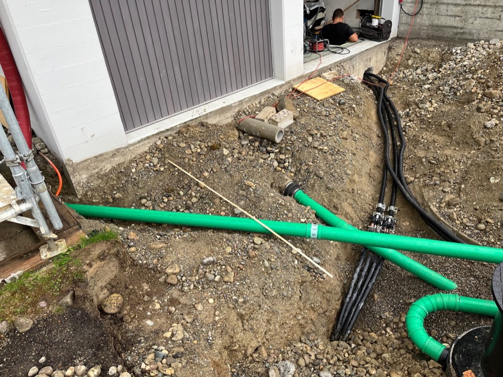 Einführung Sondenleitungen ins Gebäude